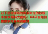 以下是根据您的需求拟定的标题：李俊欢黑料大揭秘：XX平台如何靠独家内幕吸引眼球
